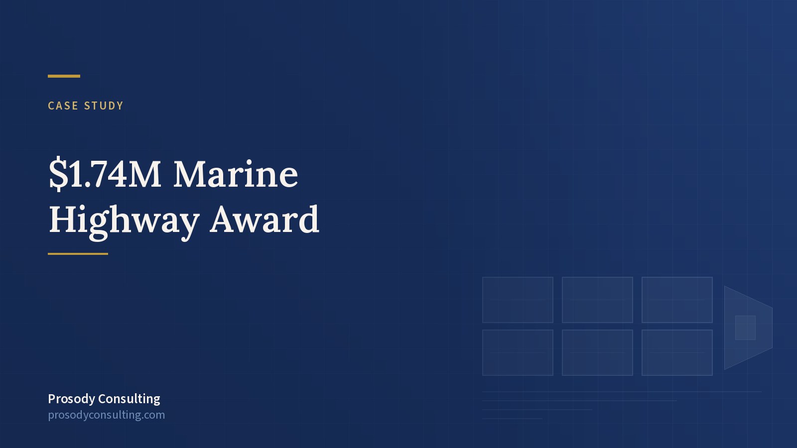 Funded at the full ask — a $1.74M Marine Highway award for a first-time federal applicant — Prosody Consulting case study